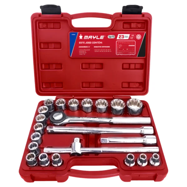 Jogo Soquete Estriado 1/2" 8-32Mm 23 Peças 110023 Mayle