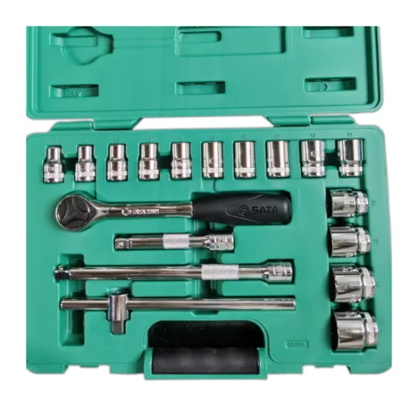 Jogo Soquetes Estriados 10 A 32MM Encaixe 1/2" com 18 Peças ST09203SJ SATA - Imagem 2