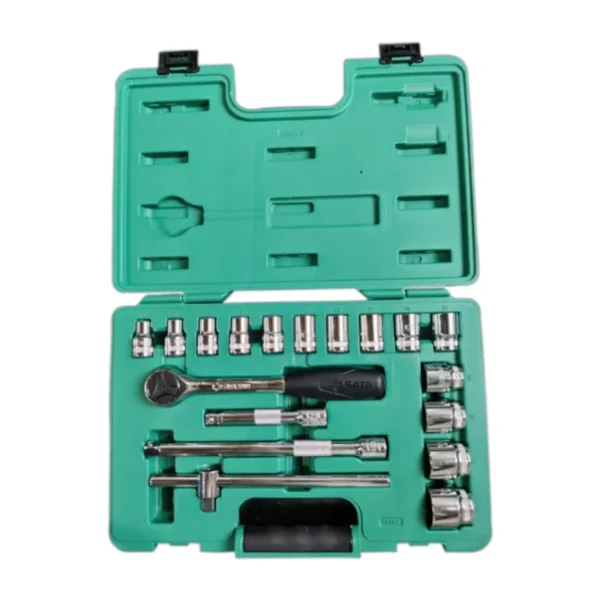 Jogo Soquetes Estriados 10 A 32MM Encaixe 1/2" com 18 Peças ST09203SJ SATA